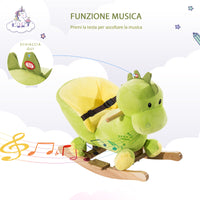 Easycomfort Drago a Dondolo in Legno per i Bambini, Verde e Giallo