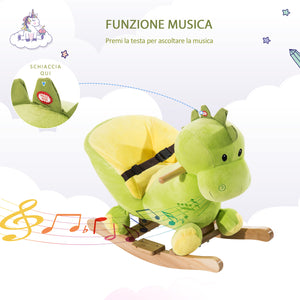 Easycomfort Drago a Dondolo in Legno per i Bambini, Verde e Giallo