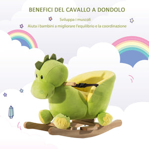 Easycomfort Drago a Dondolo in Legno per i Bambini, Verde e Giallo