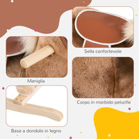 Easycomfort Cavallo a Dondolo in Legno Giocattolo Cavalcabile Bambini Peluche 74 × 33 × 62cm