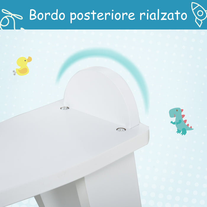 Easycomfort Cavallo a Dondolo Bambini da 1-3 Anni in Legno con Maniglie e Poggiapiedi, 68x26.5x48 cm, Bianco