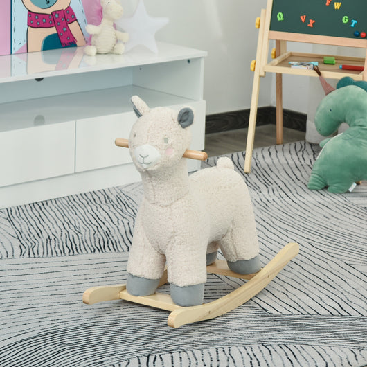 Easycomfort Dondolo a Forma di Alpaca per Bambini 36-72 Mesi - Crema