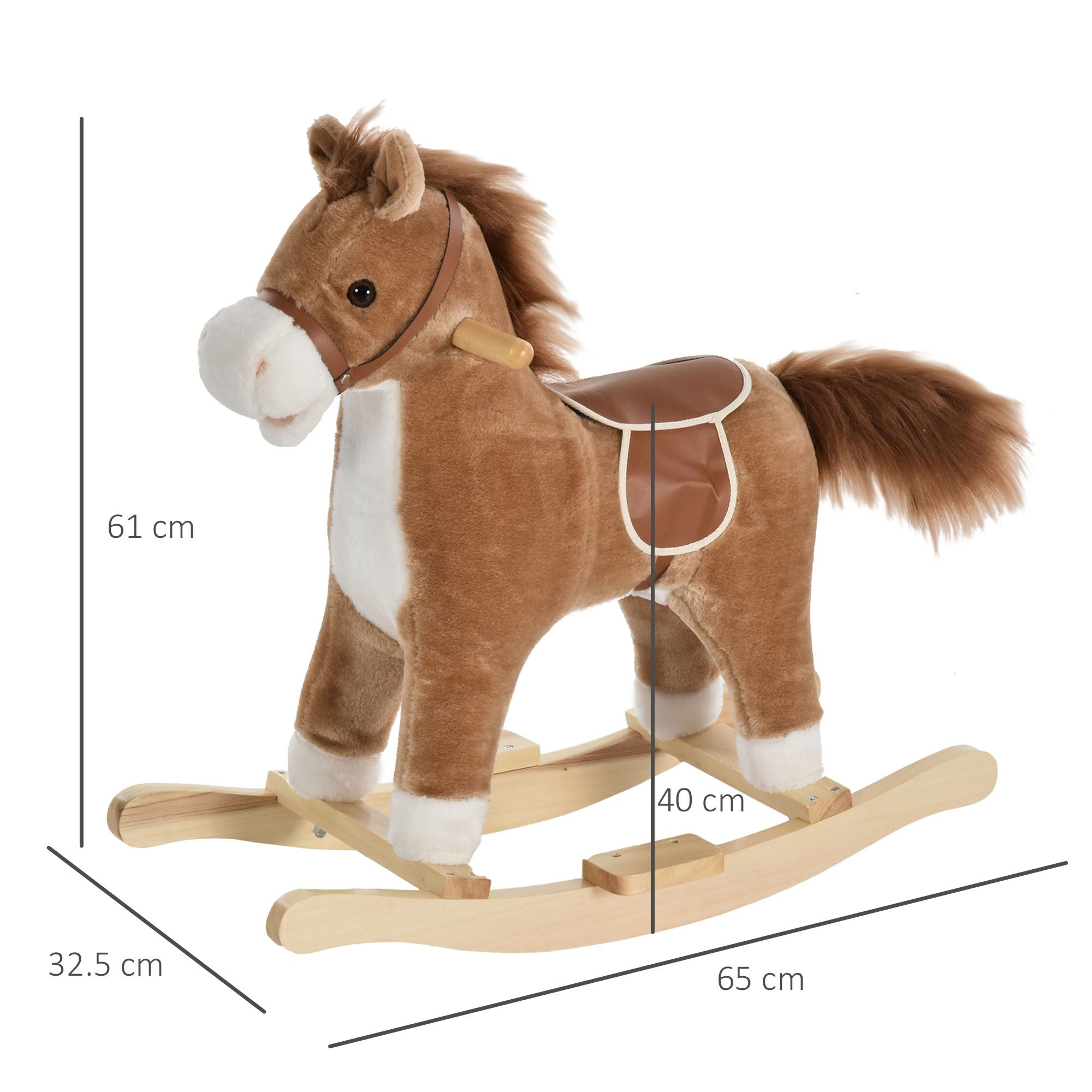 Easycomfort Cavallo a Dondolo Giocattolo con Suoni Realistici per Bambini 36-72 Mesi, Include 2 Batterie AA, Marrone