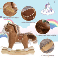 Easycomfort Cavallo a Dondolo Giocattolo con Suoni Realistici per Bambini 36-72 Mesi, Include 2 Batterie AA, Marrone