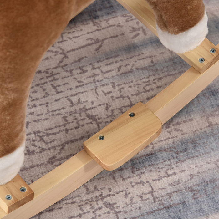 Easycomfort Cavallo a Dondolo Giocattolo con Suoni Realistici per Bambini 36-72 Mesi, Include 2 Batterie AA, Marrone