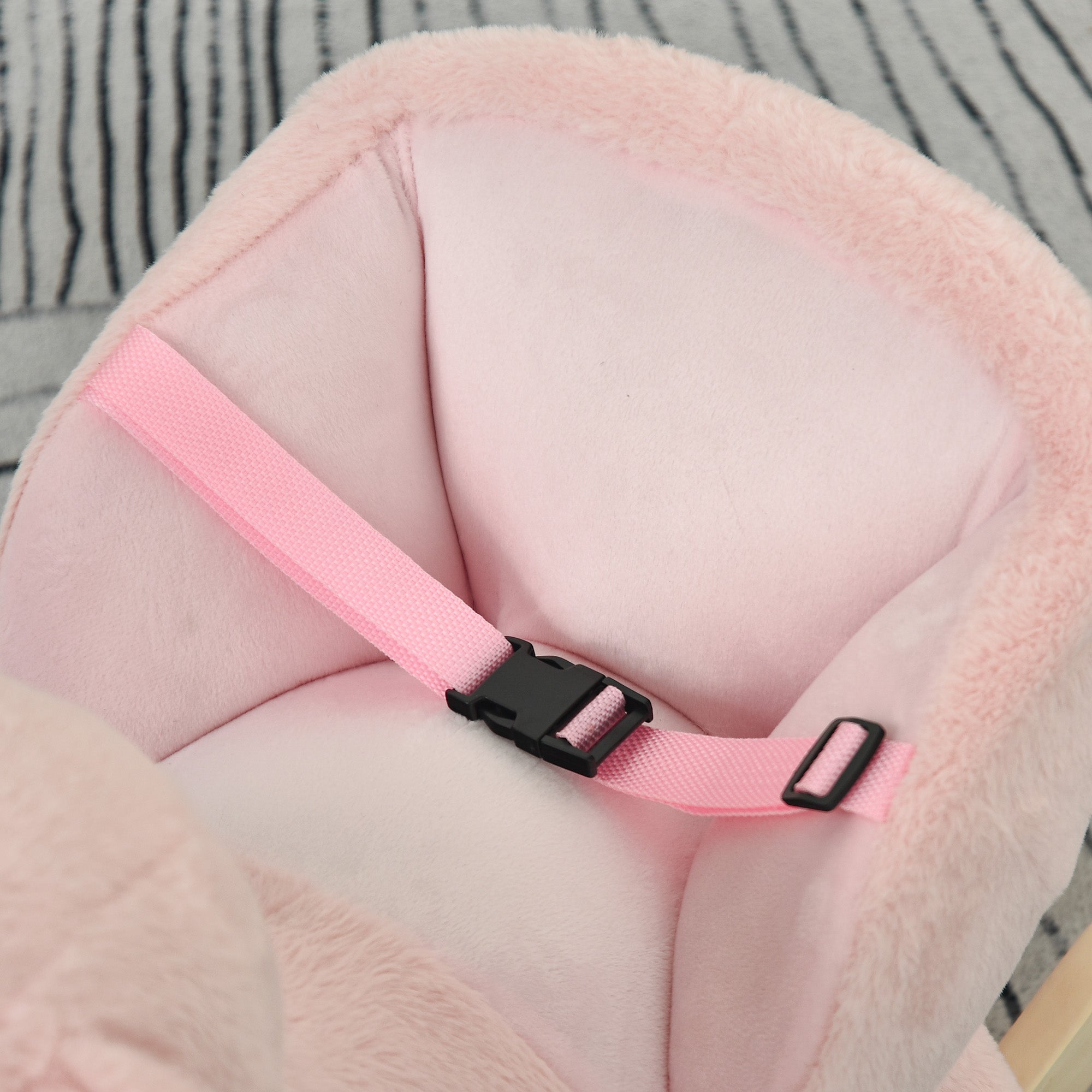 Easycomfort Dondolo Giocattolo a Forma di Coniglio Rosa per Bambini 18-36 Mesi (max 40kg) Suoni Realistici e Batterie Incluse