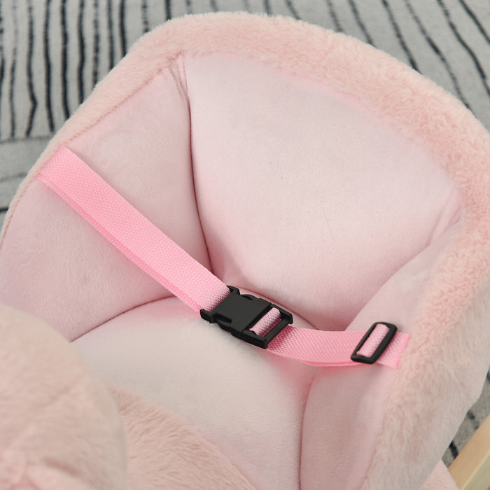 Easycomfort Dondolo Giocattolo a Forma di Coniglio Rosa per Bambini 18-36 Mesi (max 40kg) Suoni Realistici e Batterie Incluse