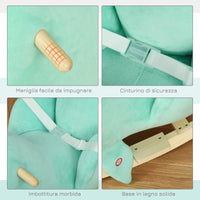 Easycomfort Dondolo a forma di Balena Cintura di sicurezza e Base in Legno - Turchese