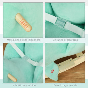 Easycomfort Dondolo a forma di Balena Cintura di sicurezza e Base in Legno - Turchese