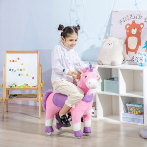 Easycomfort Cavallo a Dondolo con Ruote a Forma di Unicorno per Bambini da 3-6 Anni, 70x32x87cm, Rosa