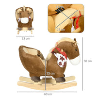 Easycomfort Cavallo a Dondolo per Bambini da 18-36 Mesi con Suoni Realistici, 60x33x50 cm, Marrone e color Legno