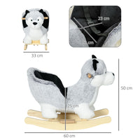 Easycomfort Cavallo a Dondolo a Forma di Cane Husky per Bambini da 18-36 Mesi, 60x33x50cm, Grigio