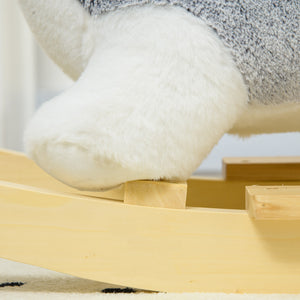 Easycomfort Cavallo a Dondolo a Forma di Cane Husky per Bambini da 18-36 Mesi, 60x33x50cm, Grigio