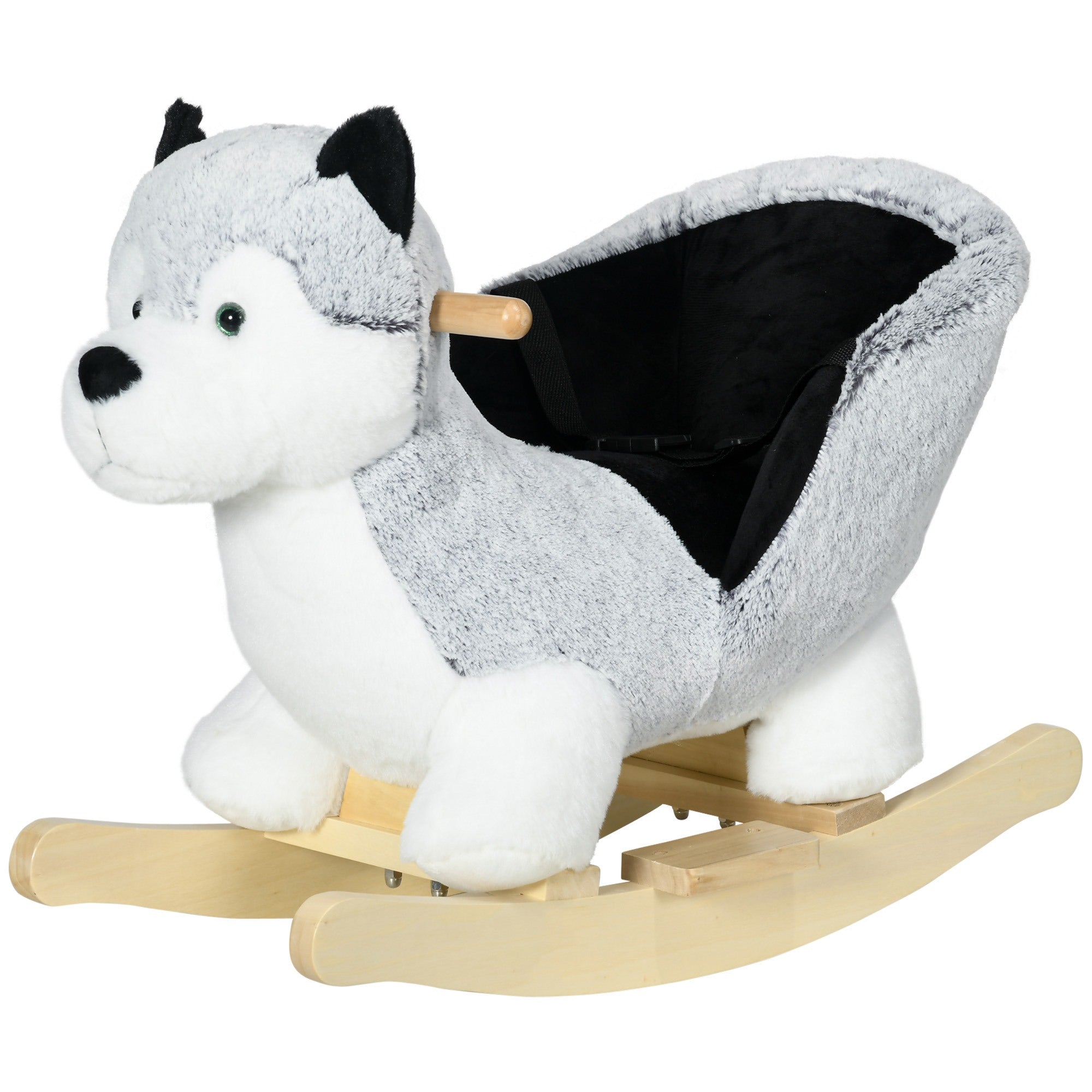 Easycomfort Cavallo a Dondolo a Forma di Cane Husky per Bambini da 18-36 Mesi, 60x33x50cm, Grigio