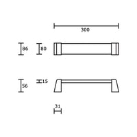Maniglia tirante per porta  SAGUATTI 330/300E in alluminio argento satinato