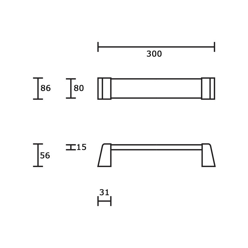 Maniglia tirante per porta  SAGUATTI 330/300Q in alluminio nero lucido