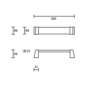 Maniglia tirante per porta  SAGUATTI 330/300Z in alluminio nero opaco