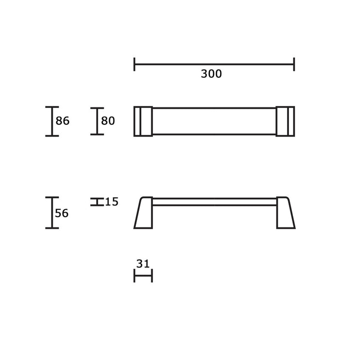 Maniglia tirante per porta  SAGUATTI 330/300Z in alluminio nero opaco