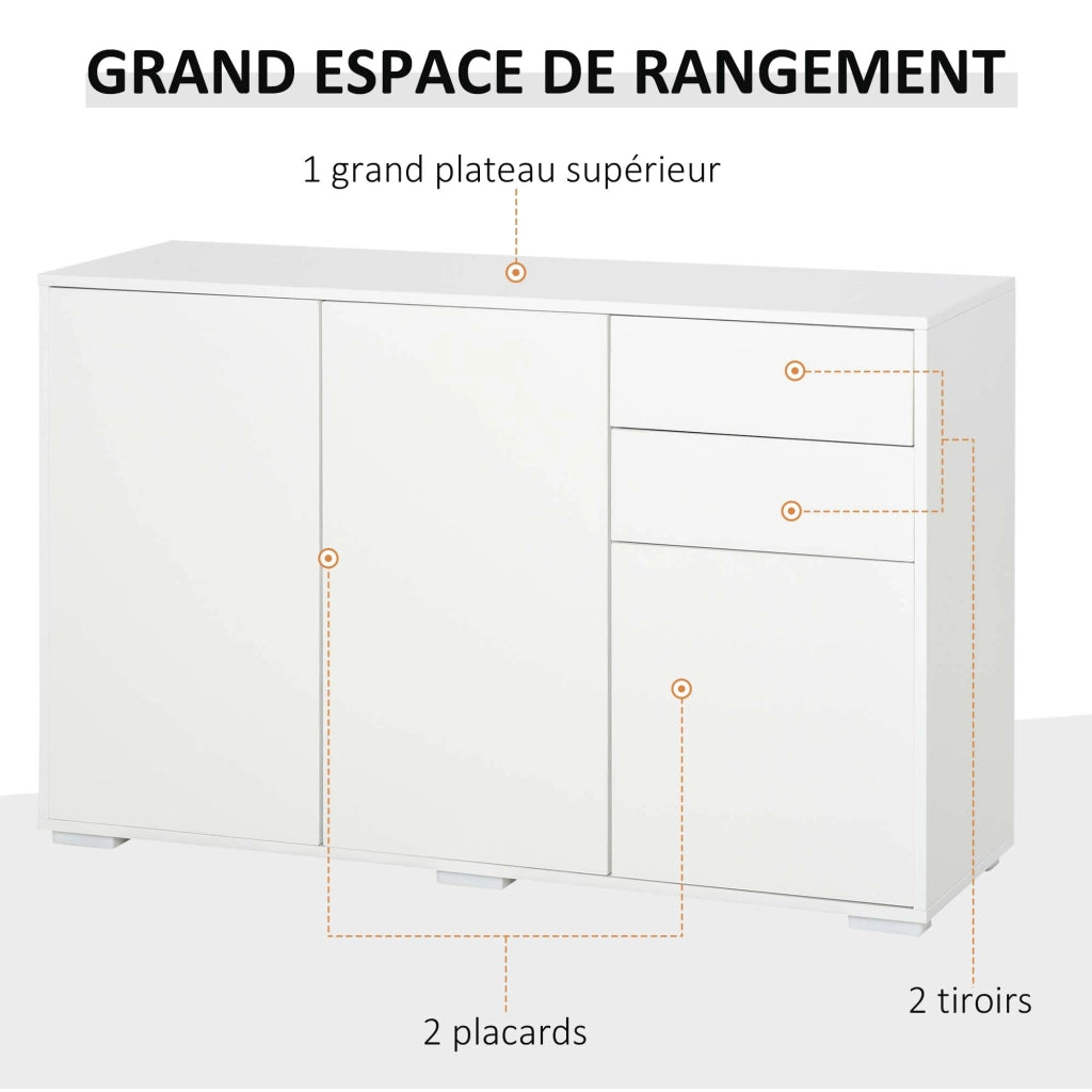 Credenza con 2 cassetti e 3 ante ¨C Xylo ¨C Bianco 117x36x74 cm