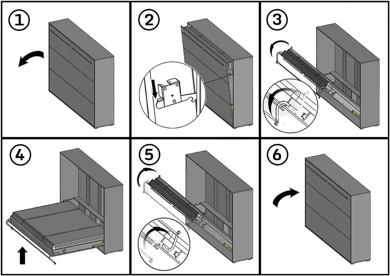 Lenart Lit Concept Pro letto pieghevole cm105x47-237x217 bianco lucido