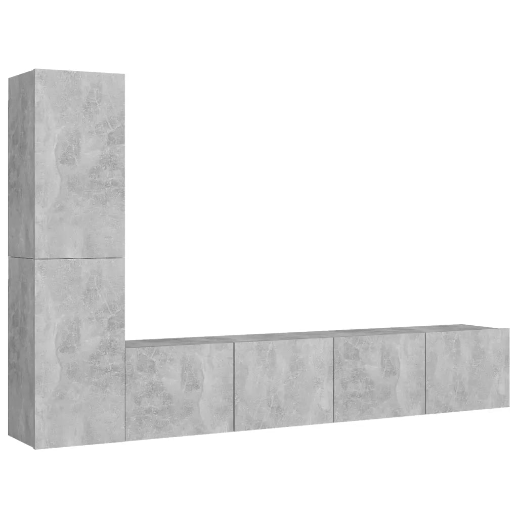 Set di Mobili Porta TV 4 pz Grigio Cemento in Legno Multistrato 3079094