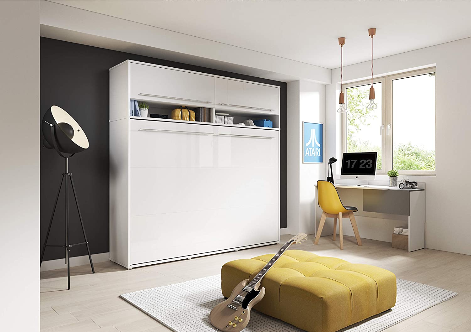 Lenart Lit Concept Pro Letto pieghevole cm215x46-177x159 Bianco lucido