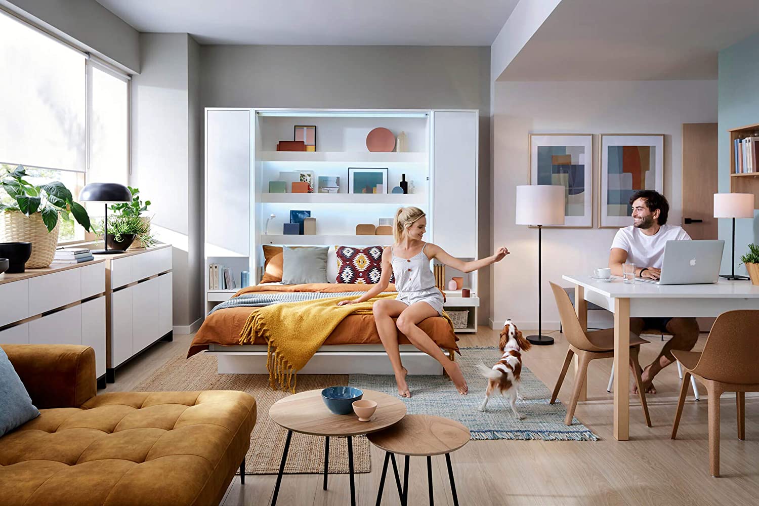 Lenart bed concept LETTO PIEGHEVOLE cm 151x46-228x217h Bianco opaco