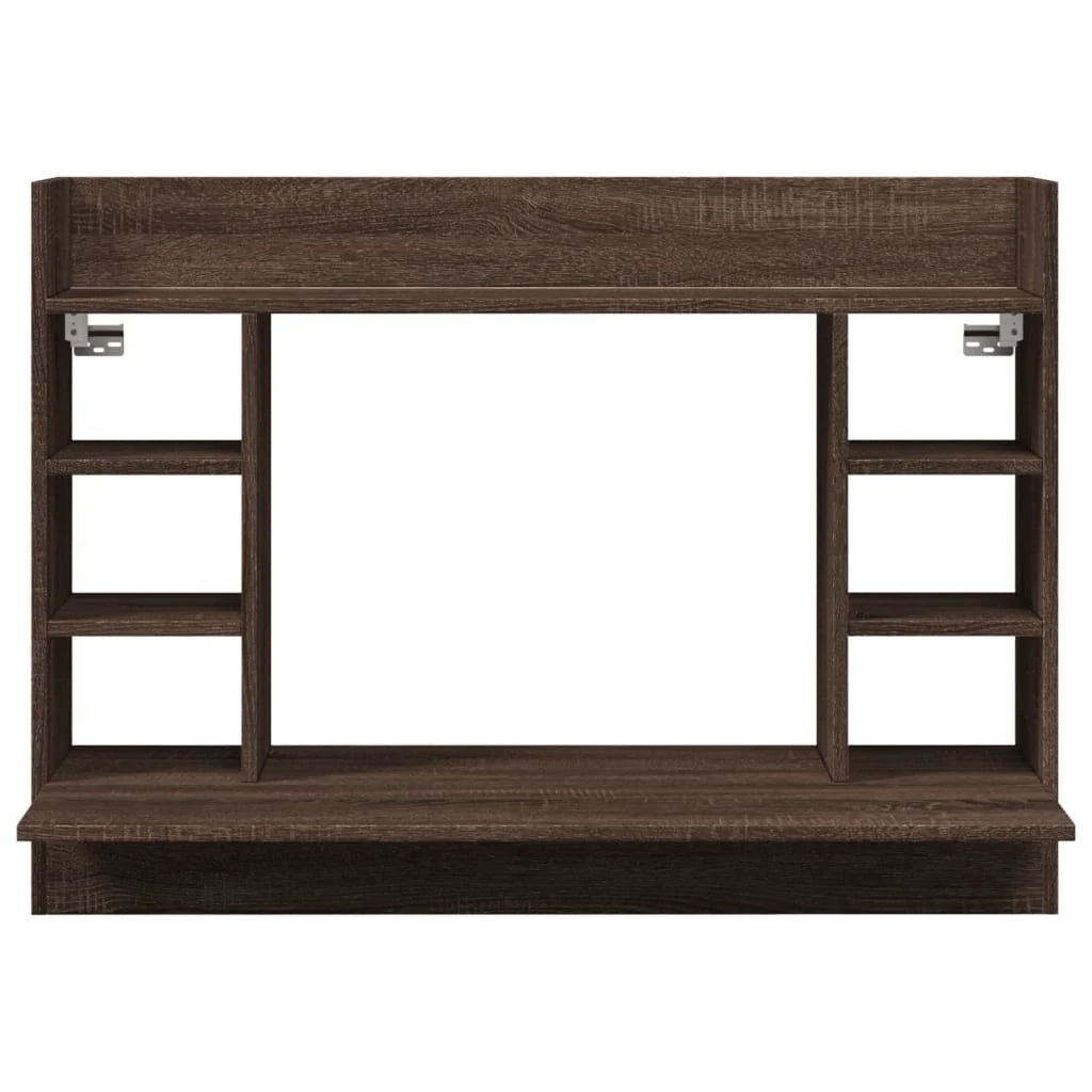 Scrivania tavolo postazione di lavoro mobile per computer studio a parete rovere 105 x 48 x 75 cm legno ingegnerizzato marrone 02_0023877