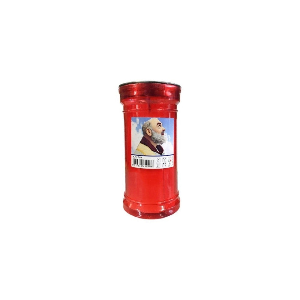Trade Shop - Candela Di Cera 12 Cm T40 Padre Pio Luce Votiva Cero Lumino Votivo Antivento -