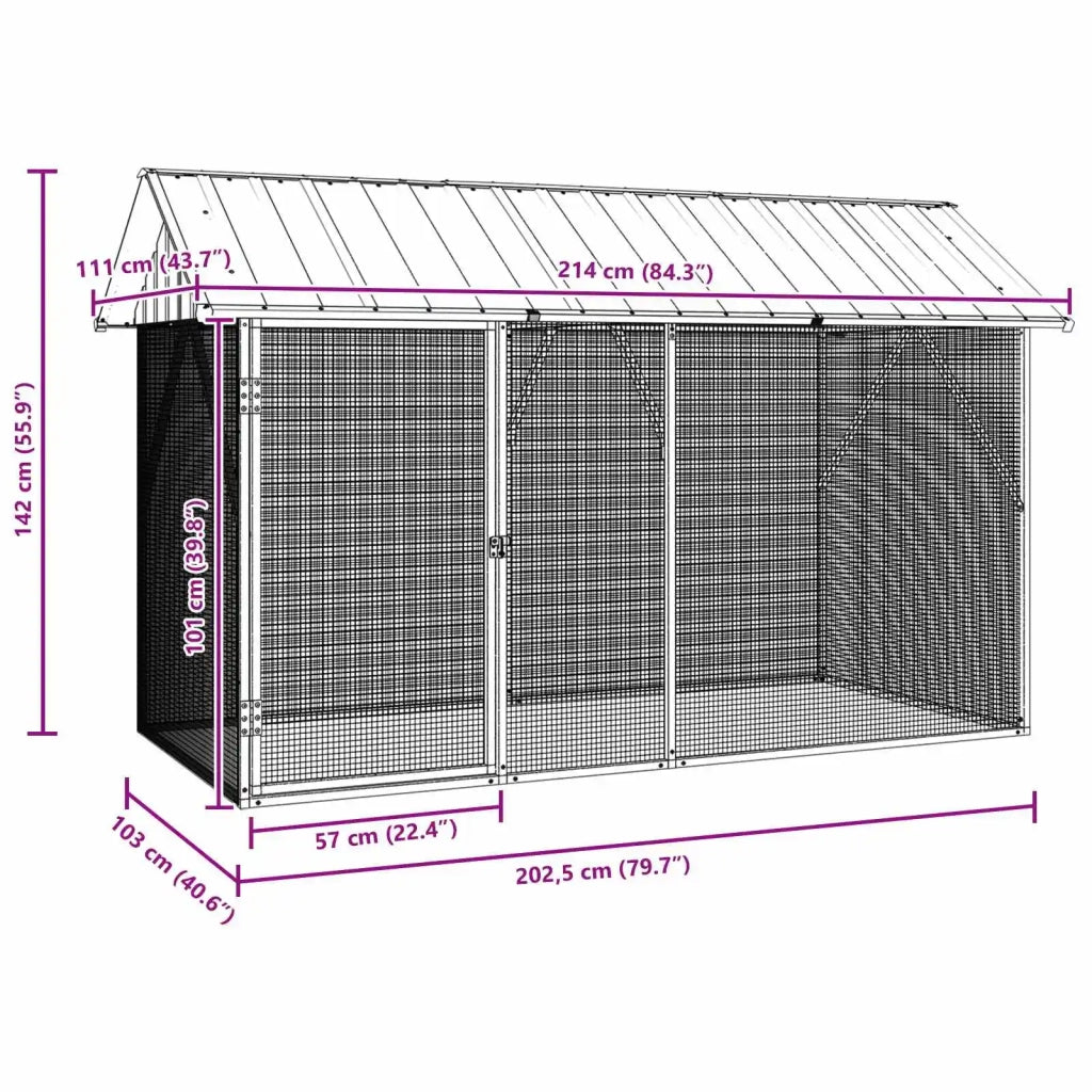 Gabbia per uccelli Antracite 227 x 112 x 141 cm Acciaio zincato CFW9520584