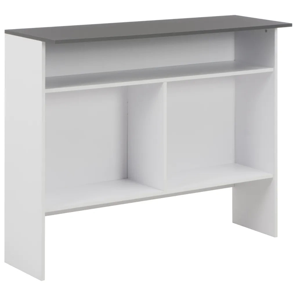 Tavolo Bar con 2 Piani d'Appoggio Bianco e Grigio 130x40x120cm 280221