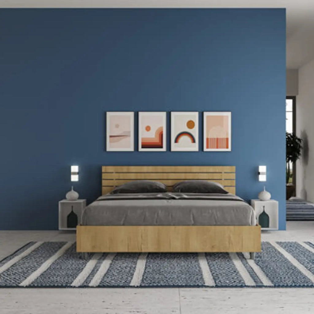 Letto matrimoniale contenitore 160x190 testata dritta con doghe quercia Ankel