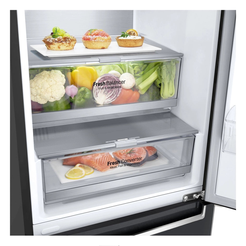 LG GBB72MCVBN Frigorifero combinato, Classe B, 384L, MetalFresh, Wine Rack, No frost, Nero