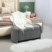 Panca contenitore imbottita grigia 105 x 44 x 45,5 cm con coperchio e struttura in legno