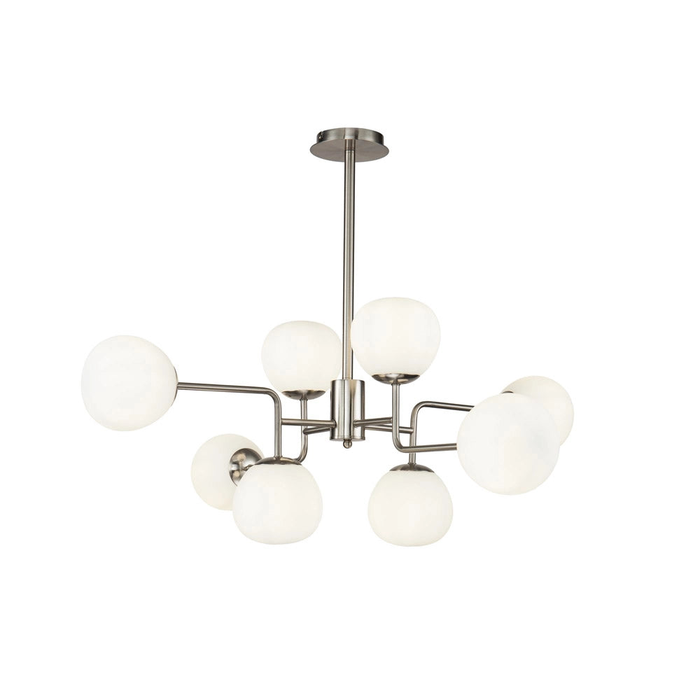Maytoni Lampadario contemporaneo Erich 8 luci E14 nichel metallo diffusore vetro