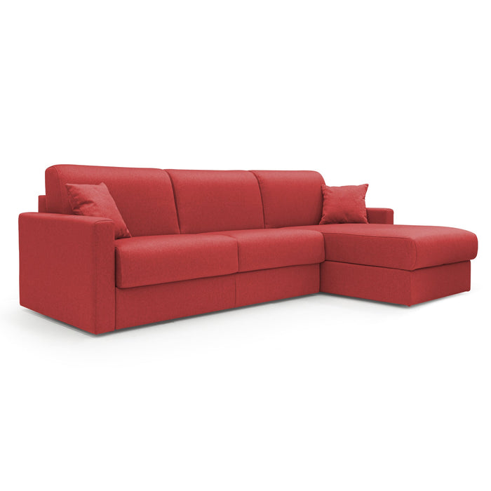 Chris Divano letto angolare 5 posti in tessuto impermeabile T13 248 cm Sinistro (mat. 120x197) rosso