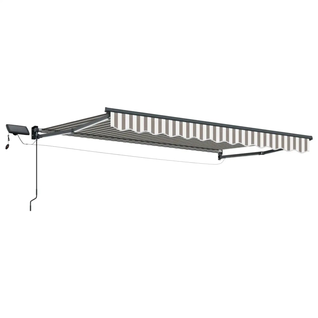 Tenda da Sole | Tenda retrattile manuale con LED Grigio chiaro e bianco