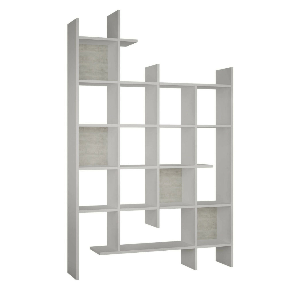 Libreria Achela, Scaffale da ufficio, Mobile portalibri, Biblioteca, 122x26h188 cm, Bianco