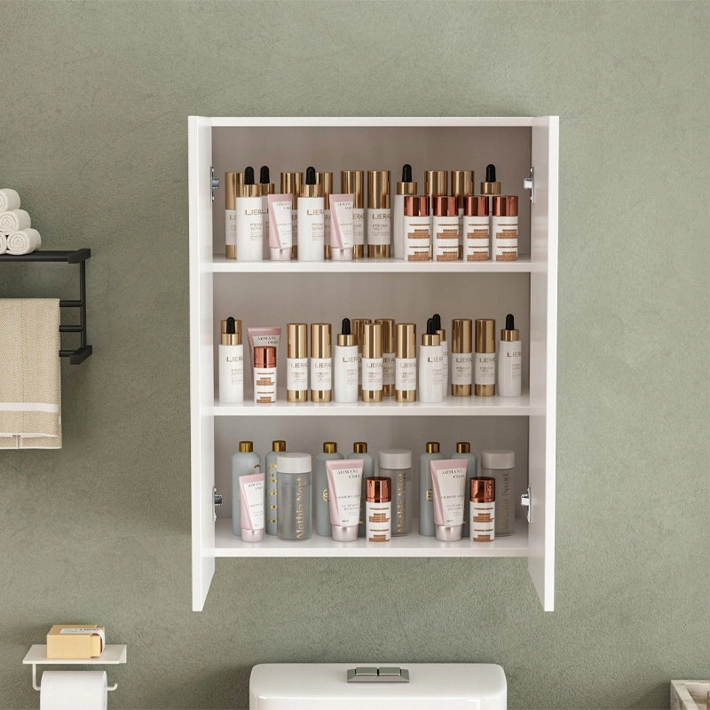 Mobiletto da bagno moderno a 2 ante, bianco, con 3 ripiani, 80 cm