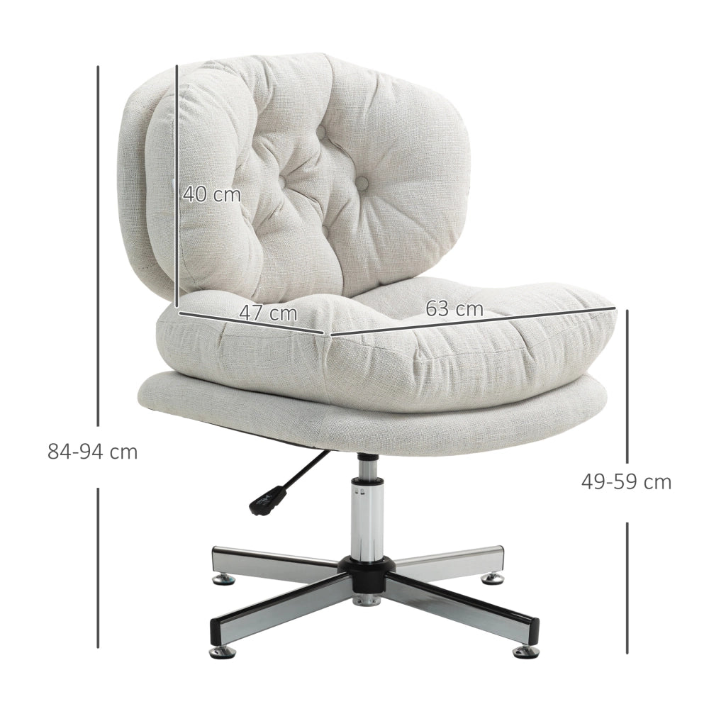 Sedia da ufficio senza braccioli ¨C zephmum ¨C imbottita, altezza regolabile, crema