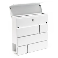 Cassetta postale V14 con vano portagiornale, verniciata a polvere, bianca