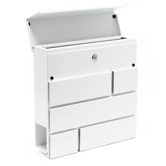 Cassetta postale V14 con vano portagiornale, verniciata a polvere, bianca