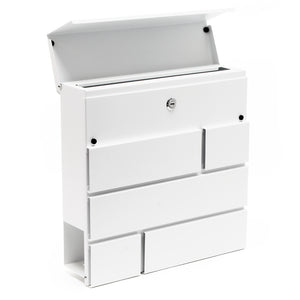 Cassetta postale V14 con vano portagiornale, verniciata a polvere, bianca