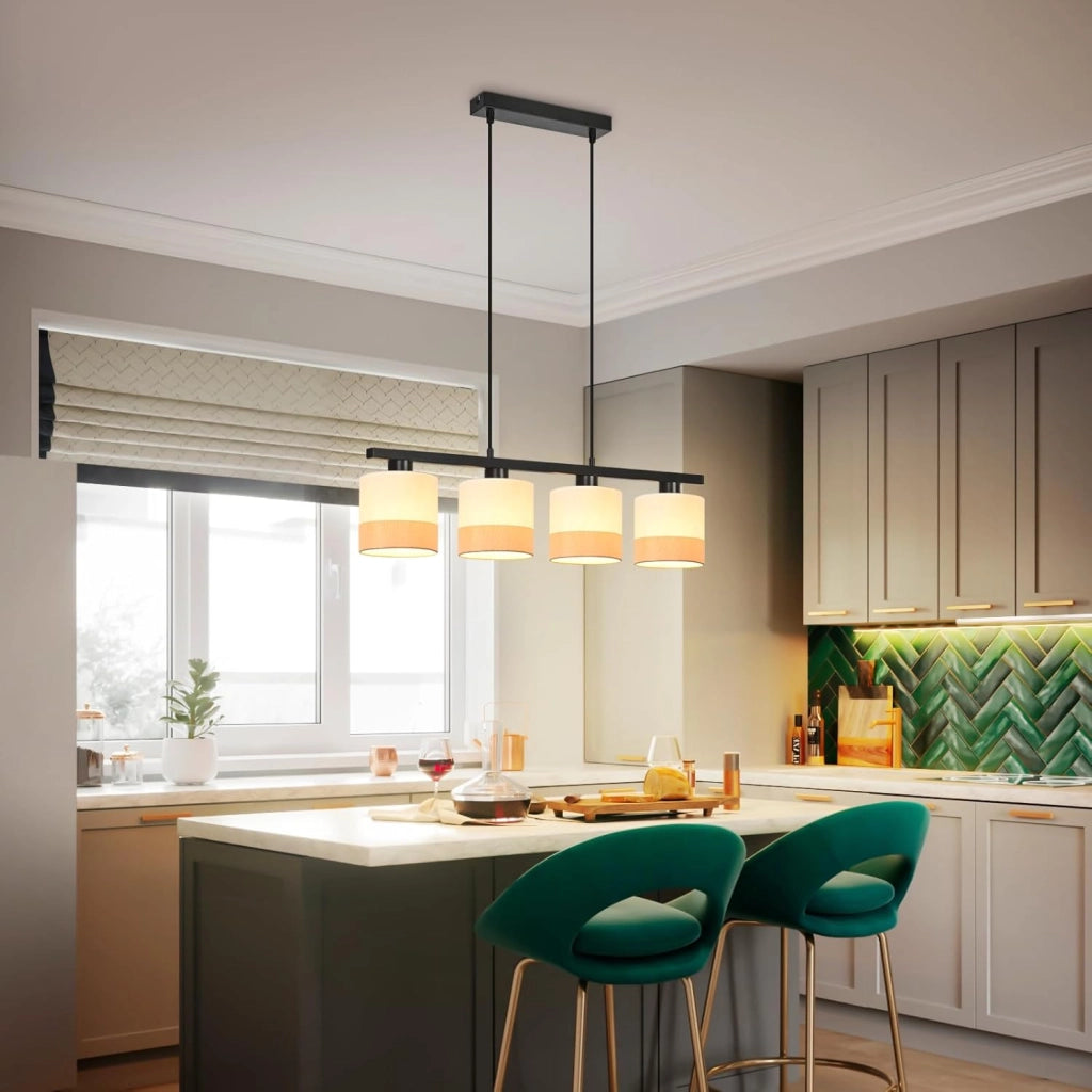 Lampada a Sospensione ZMH 4 fiamme E27 Bianco Vintage Altezza Regolabile Senza Lampadina