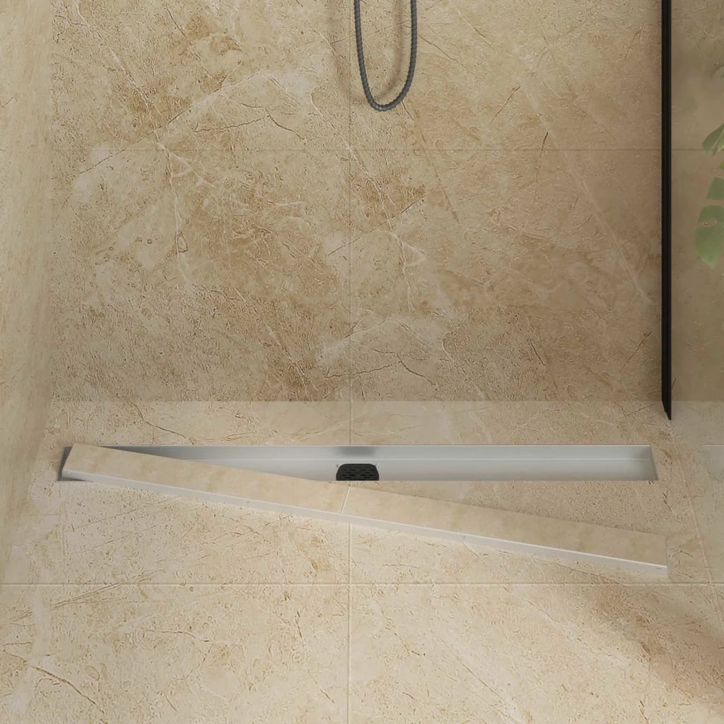 Scarico doccia 2-in-1 con sifone a 360° Argento 100 cm