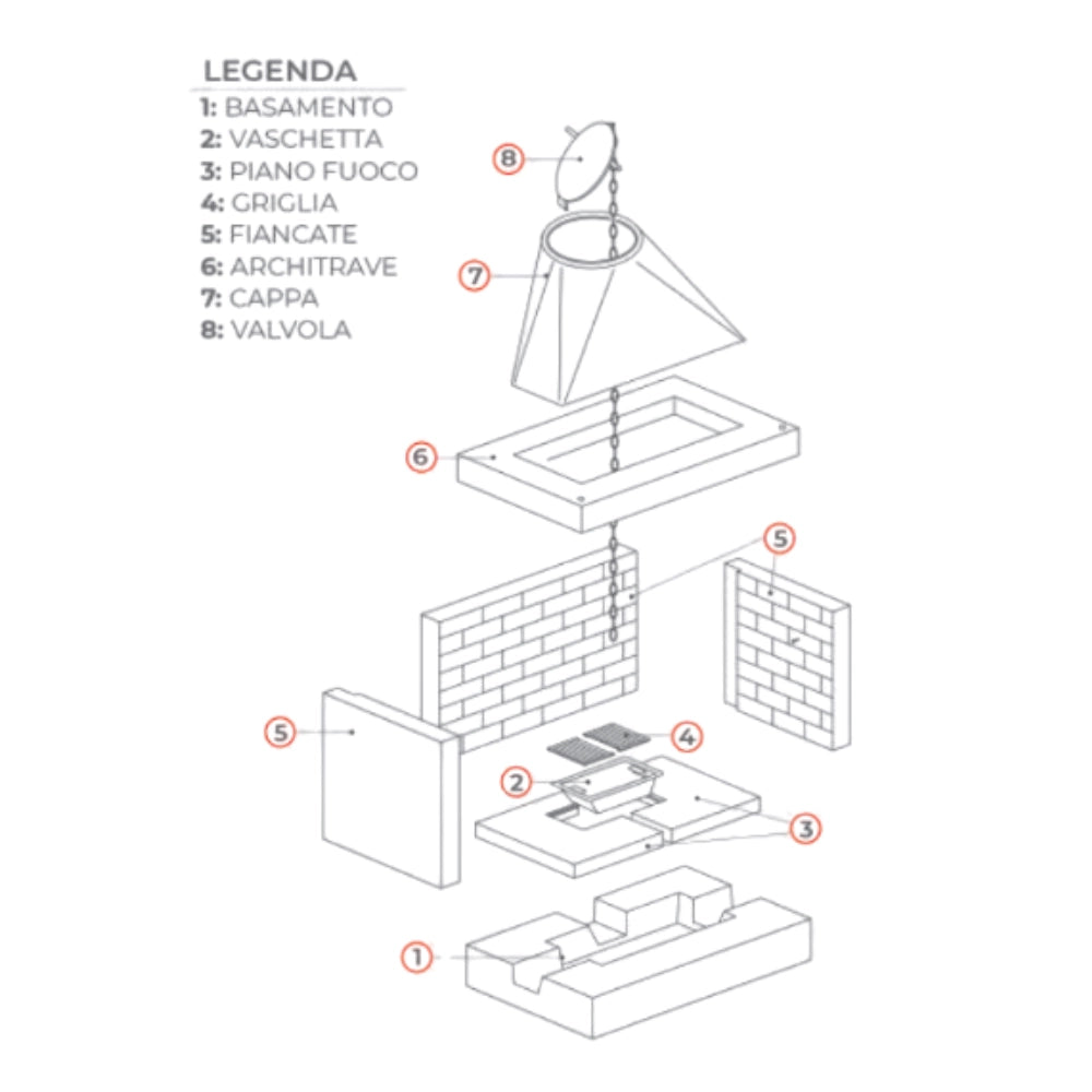 Camino a legna prefabbricato focolare refrattario semiaperto a sinistra qr100fsx