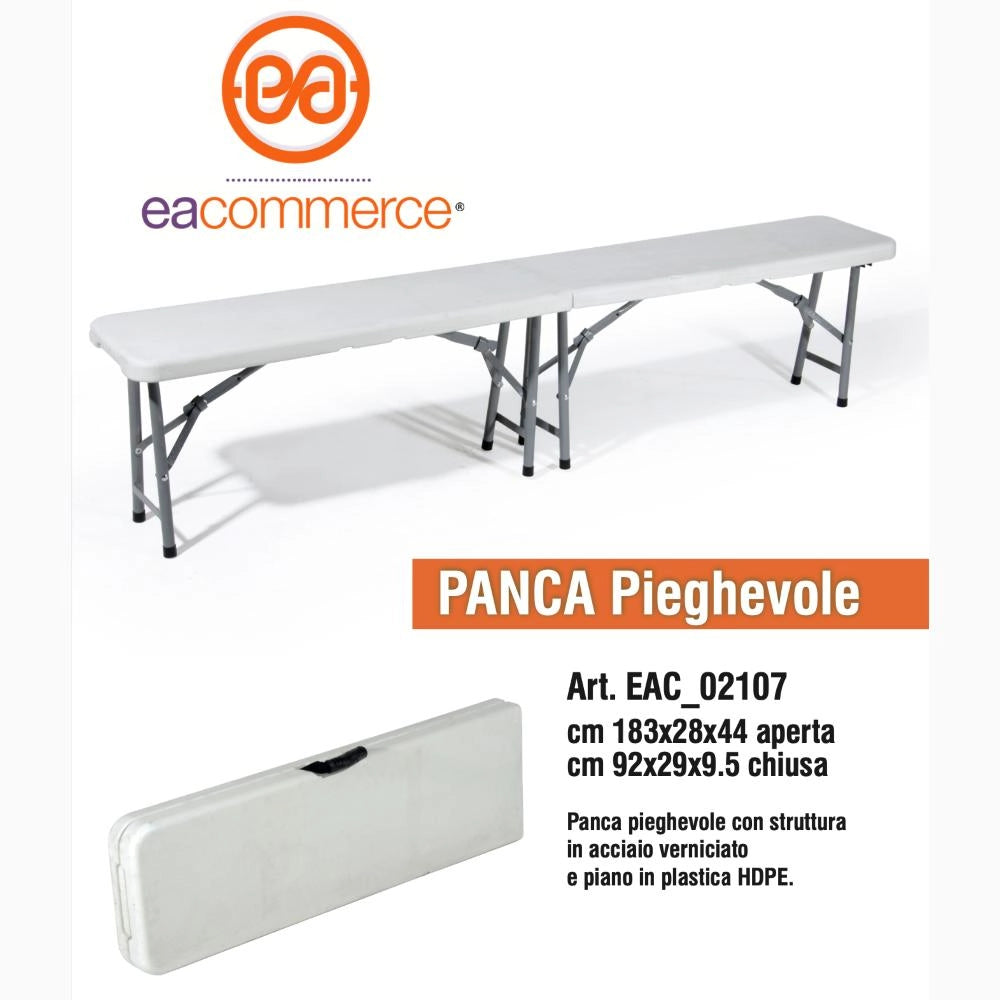 Panca Pieghevole 183x28x44 cm Richiudibile per Feste Sagre Fiere Giardino Campeggio Camping