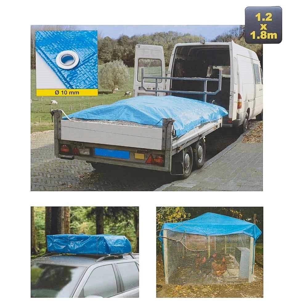 Trade Shop - Telo Copritutto Polietilene Impermeabile Con Occhielli 1,8 X 1,2 Mt Fai Da Te -