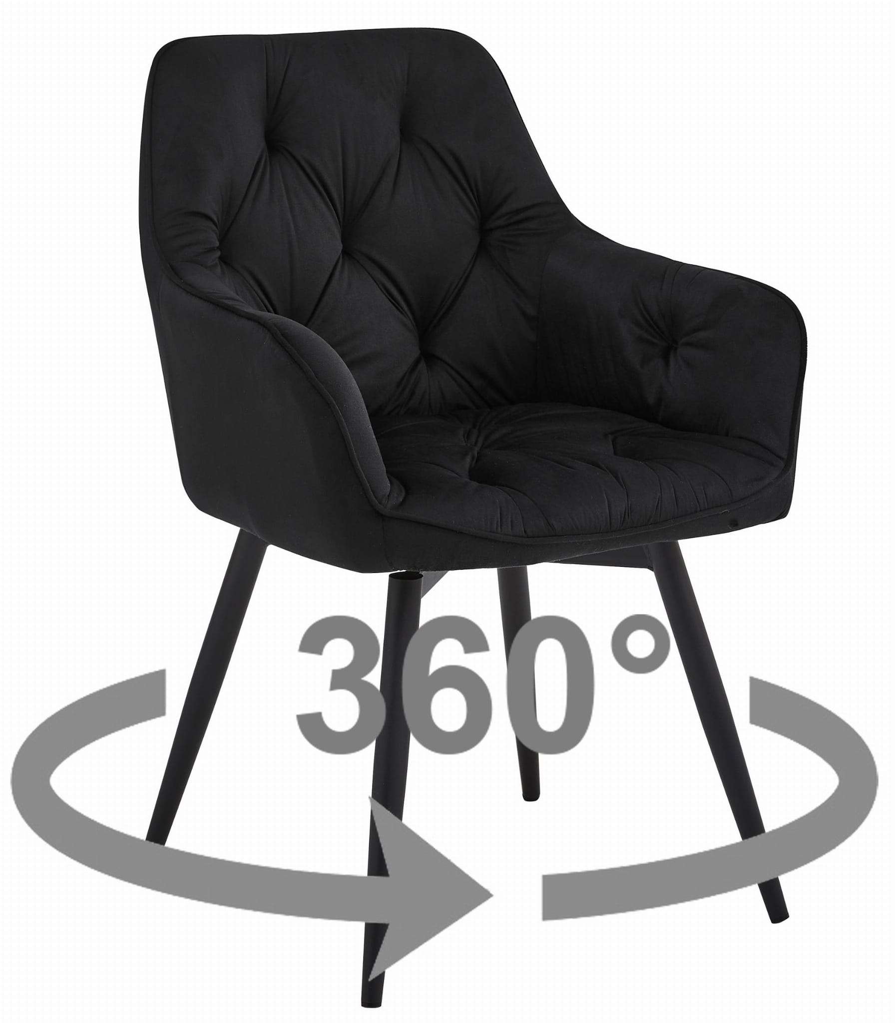 VALORA LUKK360 Sedia girevole in velluto - Nero x 1