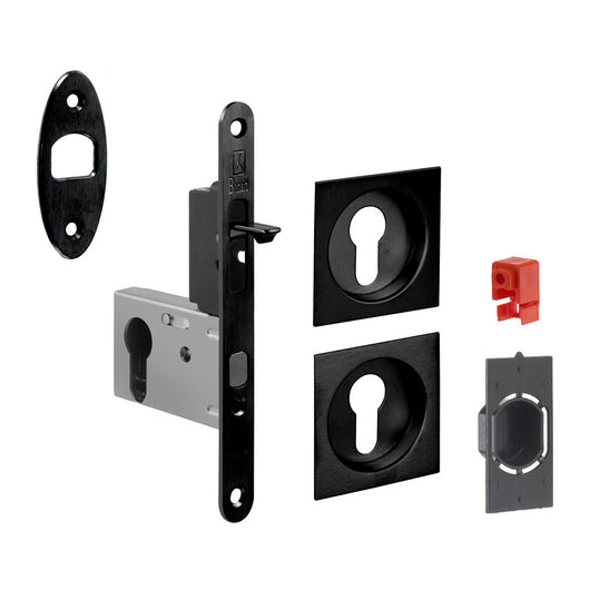 KIT MANIGLIE QUADRO PORTA SCORR C/CHIAVE EASY G500T NERO